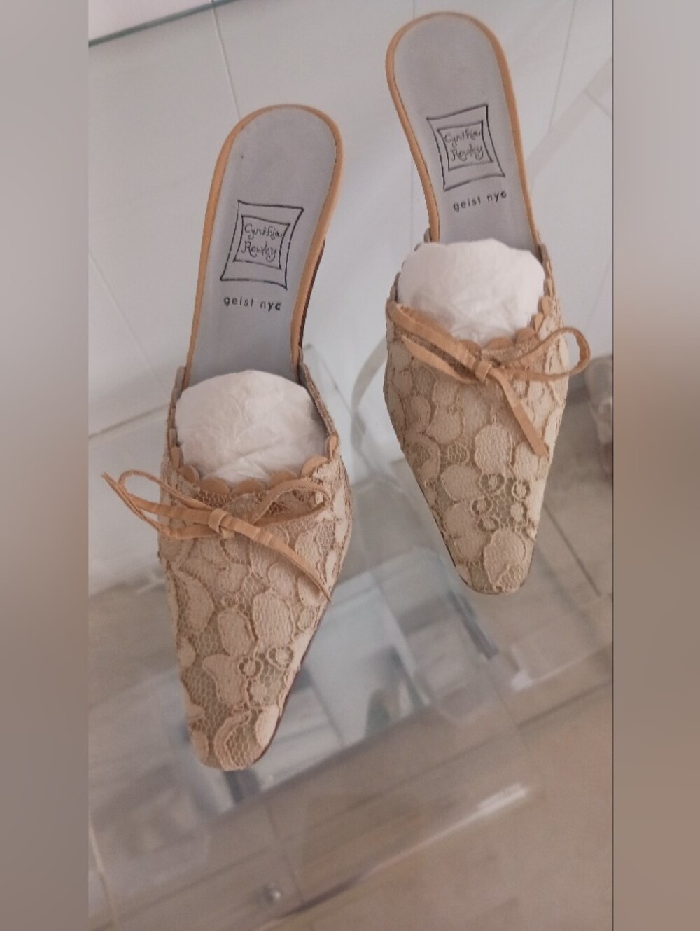 ❤️Cynthia Rowley  Lace Pointed Toe Ballet Mules  in Nude/biege 6.5